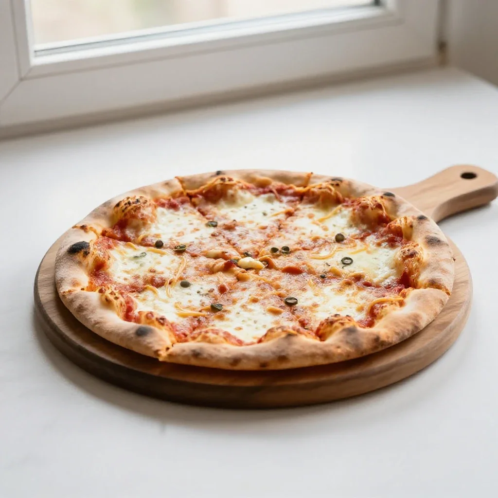 Wood-fired pizza isolated on a white background