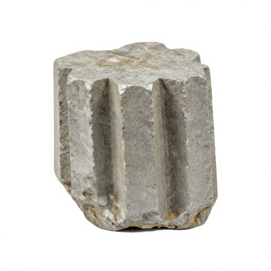 Basalt column fragment isolated on a white background
