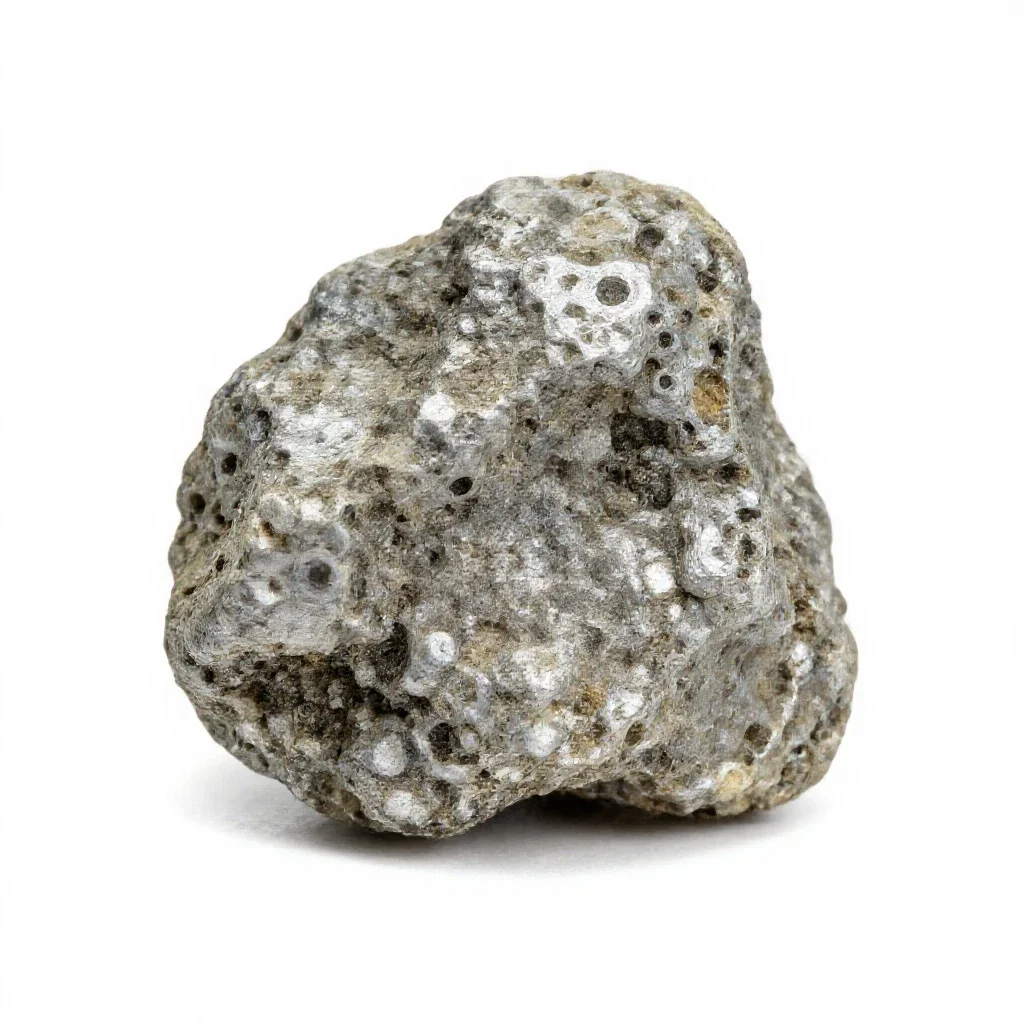 Chunk of raw malachite isolated on a white background