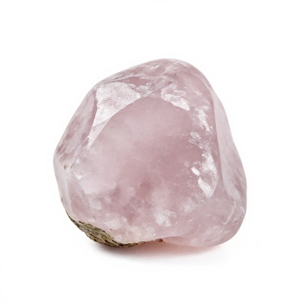 Chunk of rose quartz isolated on a white background