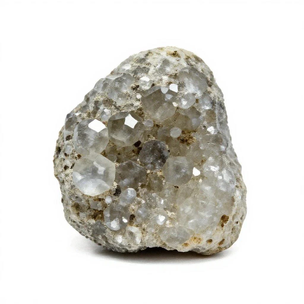Fluorite cluster isolated on a white background