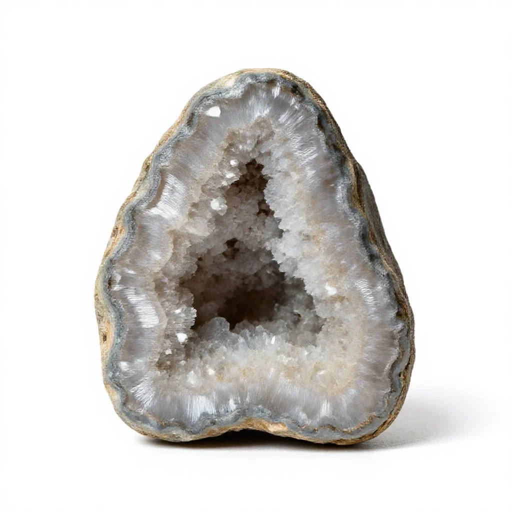 Geode with calcite isolated on a white background