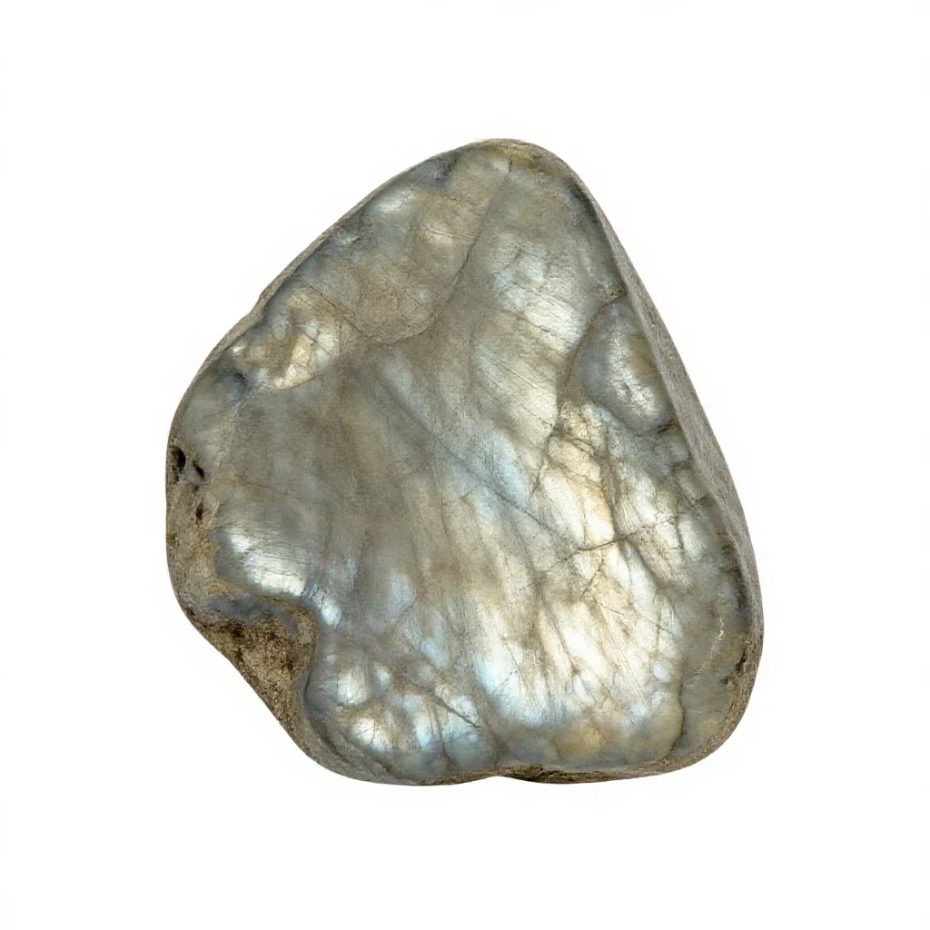 Labradorite slab isolated on a white background