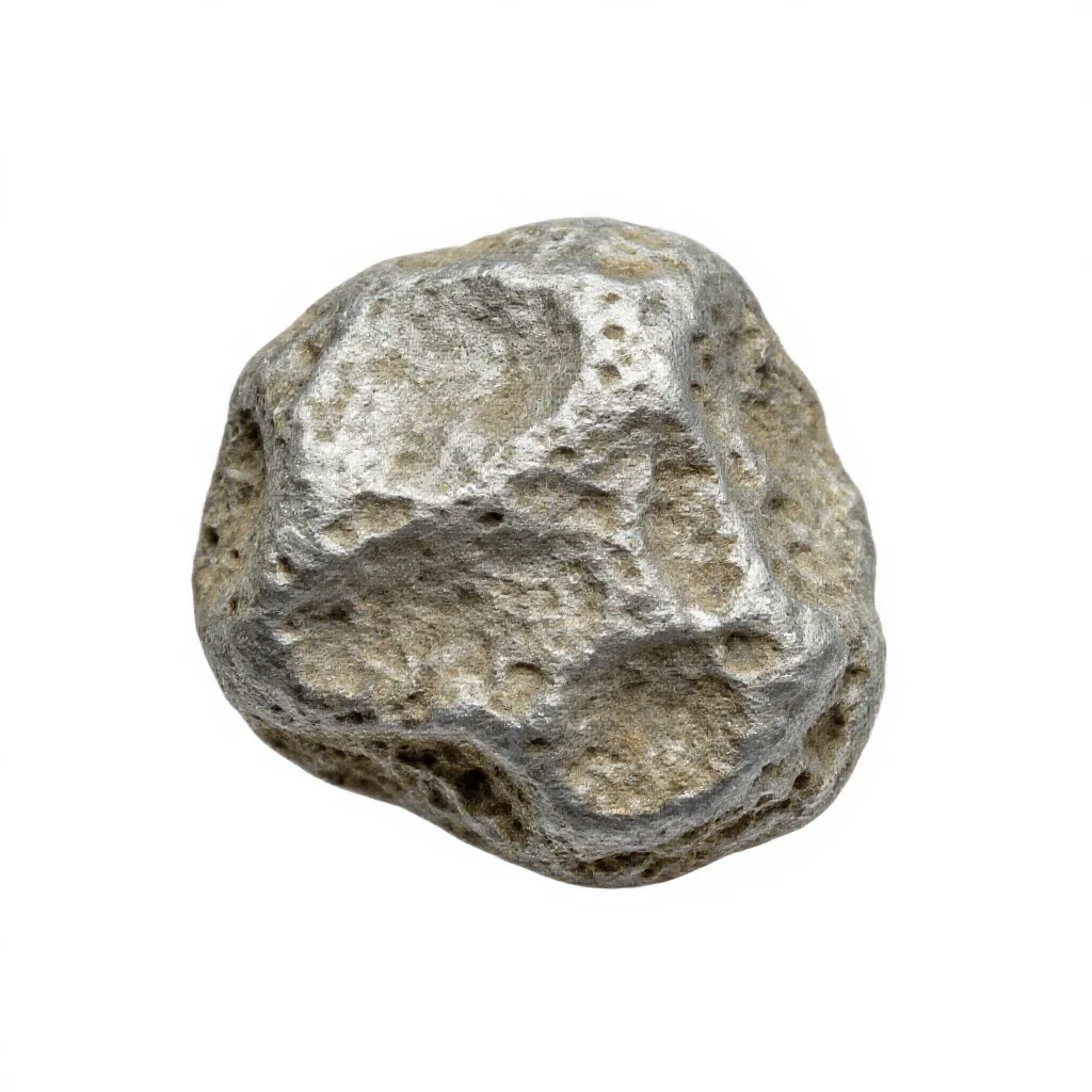 Meteorite fragment isolated on a white background