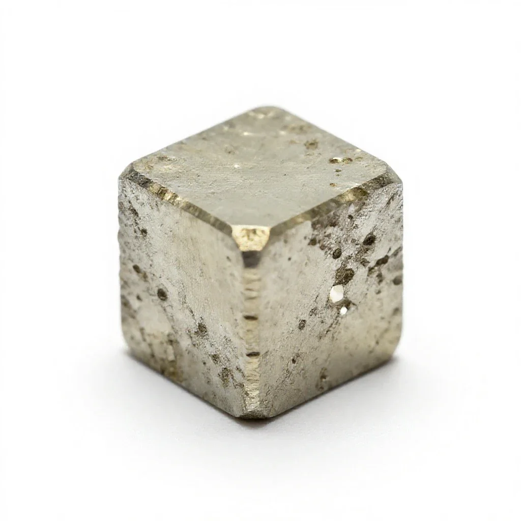 Pyrite cube isolated on a white background