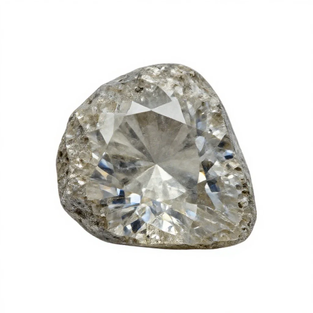 Raw diamond in kimberlite isolated on a white background