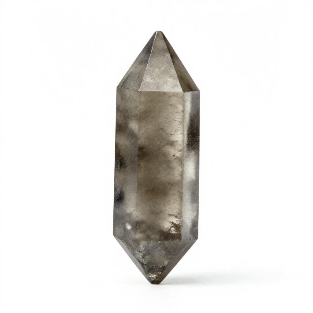 Smoky quartz point isolated on a white background