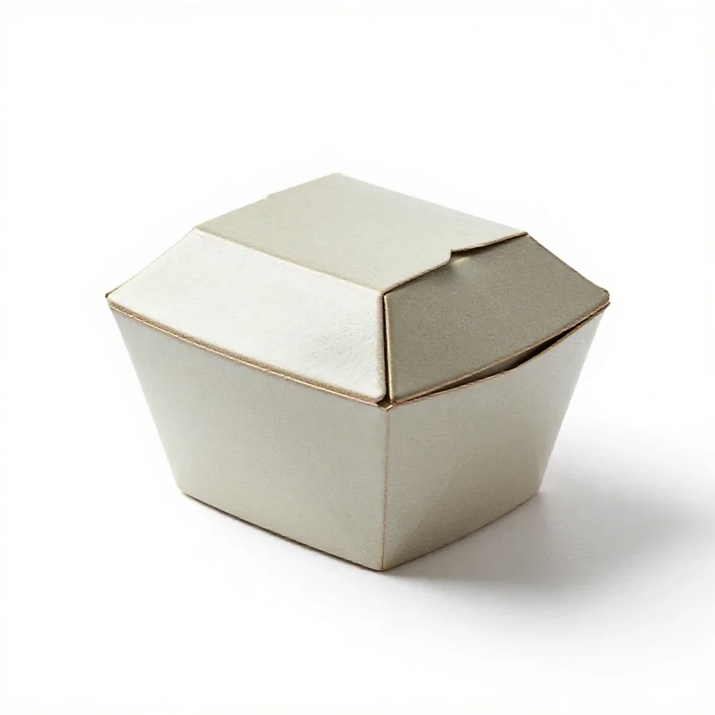 Folded takeaway noodle box isolated on a white background