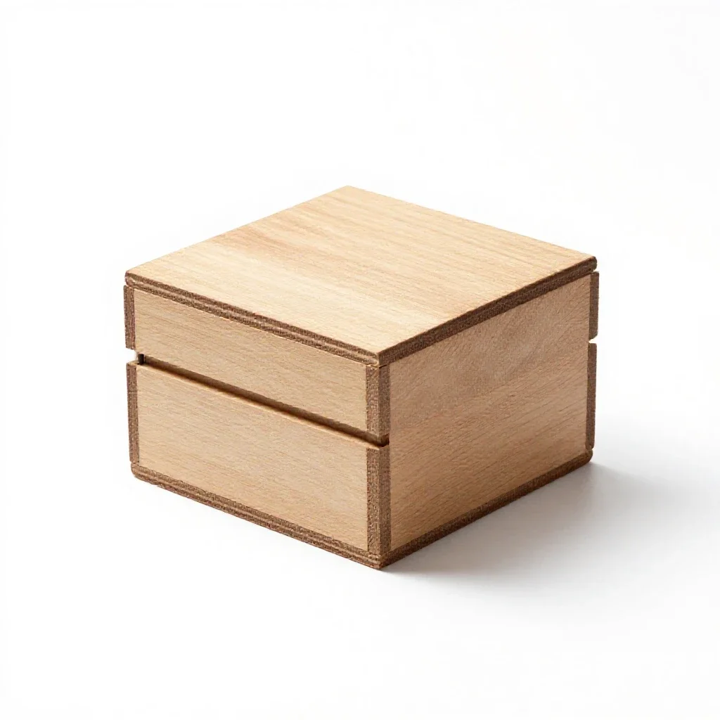 Hinged wooden gift box isolated on a white background