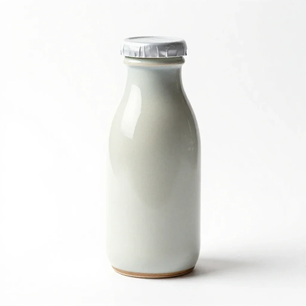 Milk bottle with a foil cap isolated on a white background