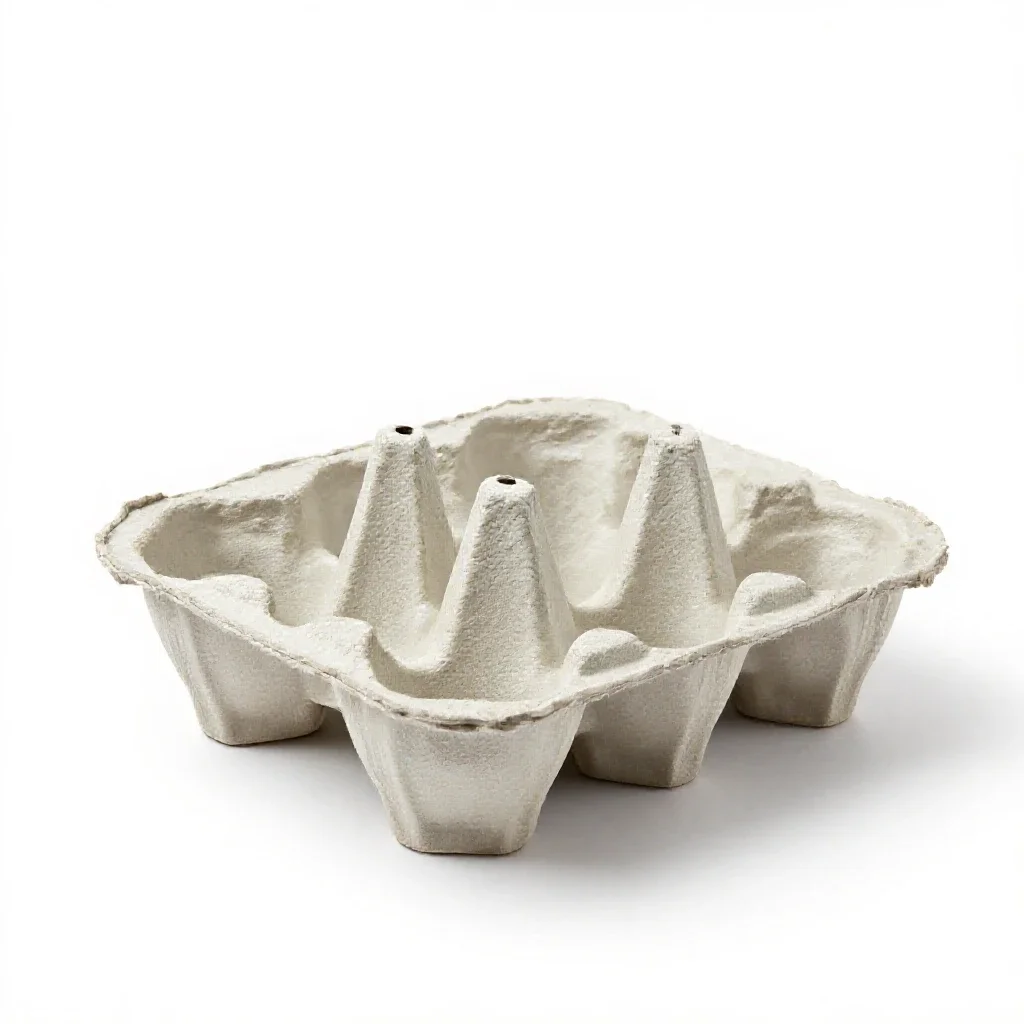 Moulded pulp egg carton isolated on a white background