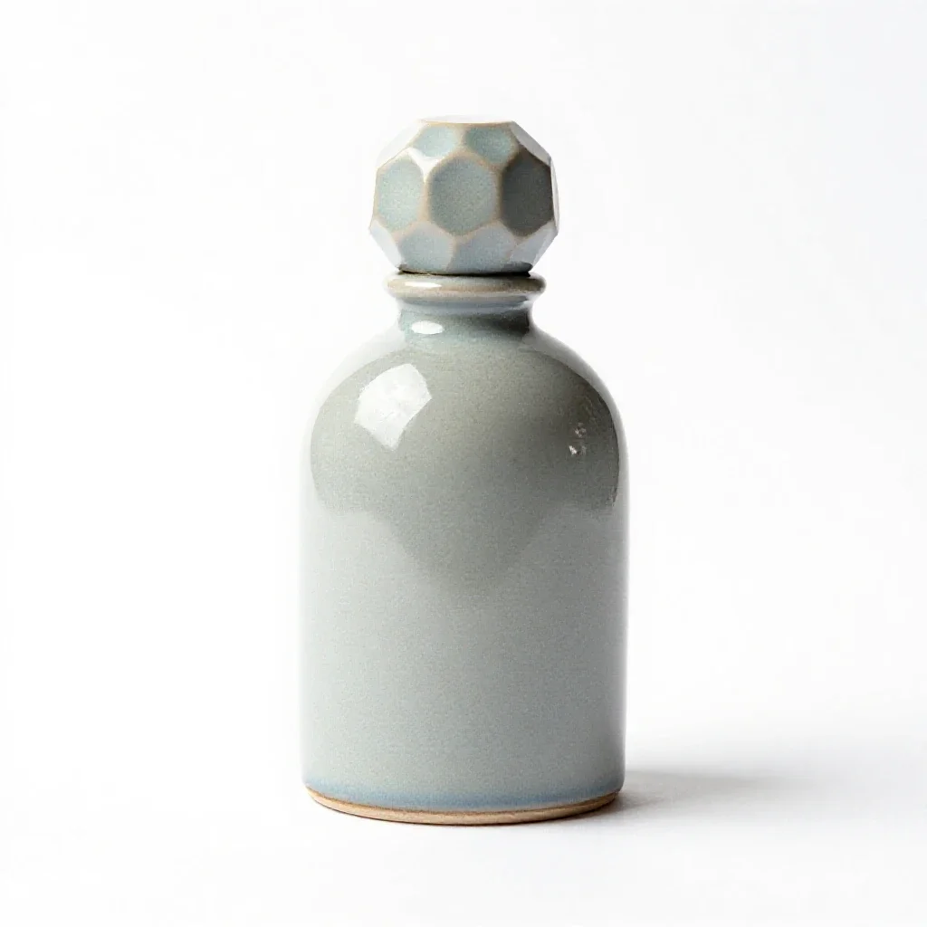 Perfume bottle with a faceted stopper isolated on a white background