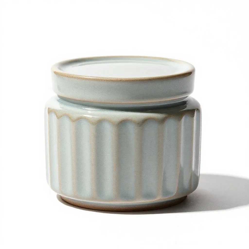 Ribbed cosmetics jar isolated on a white background