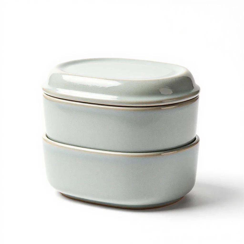 Stacked bento tiffin carrier isolated on a white background