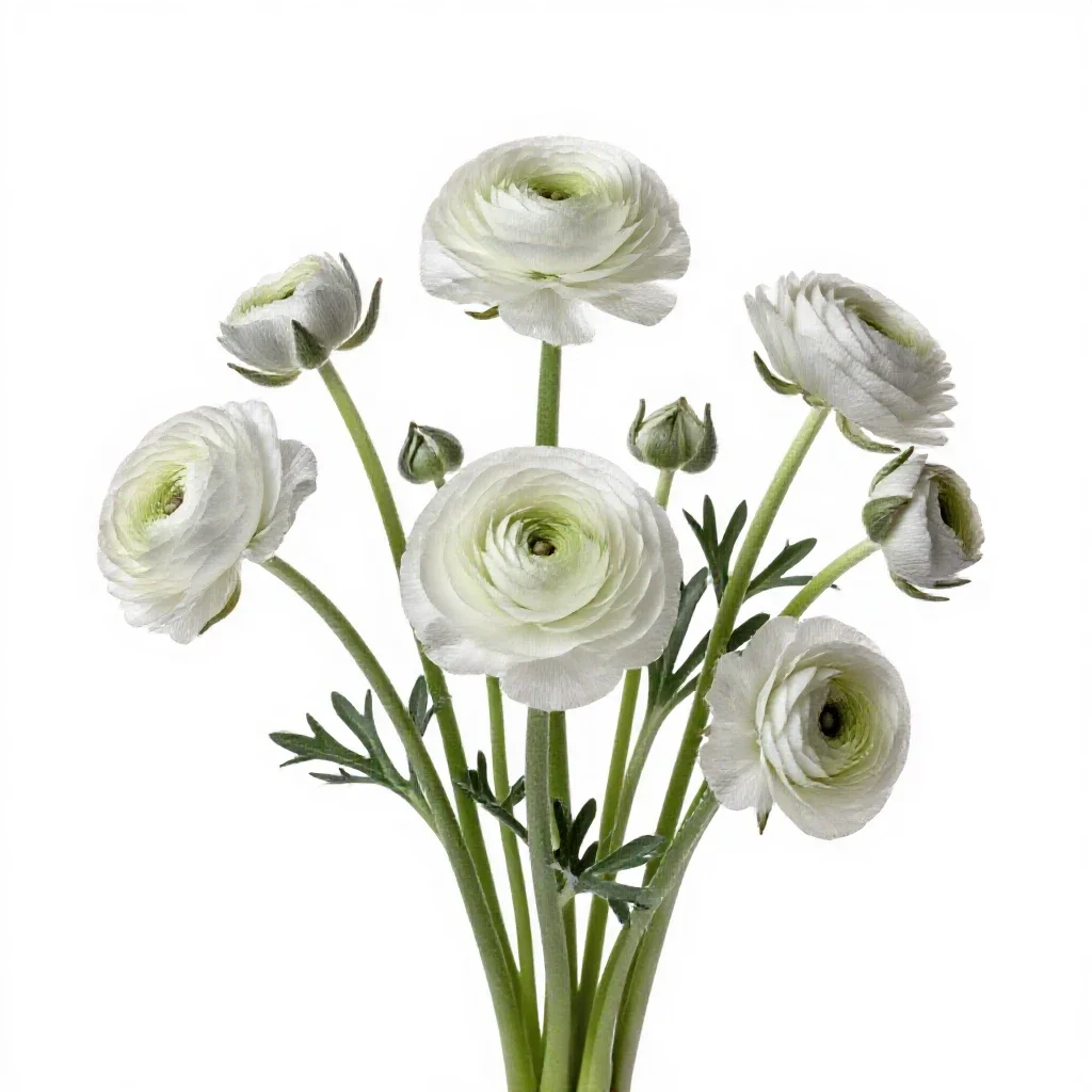 Bunch of ranunculus isolated on a white background