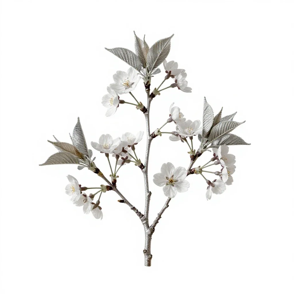 Cherry blossom branch isolated on a white background
