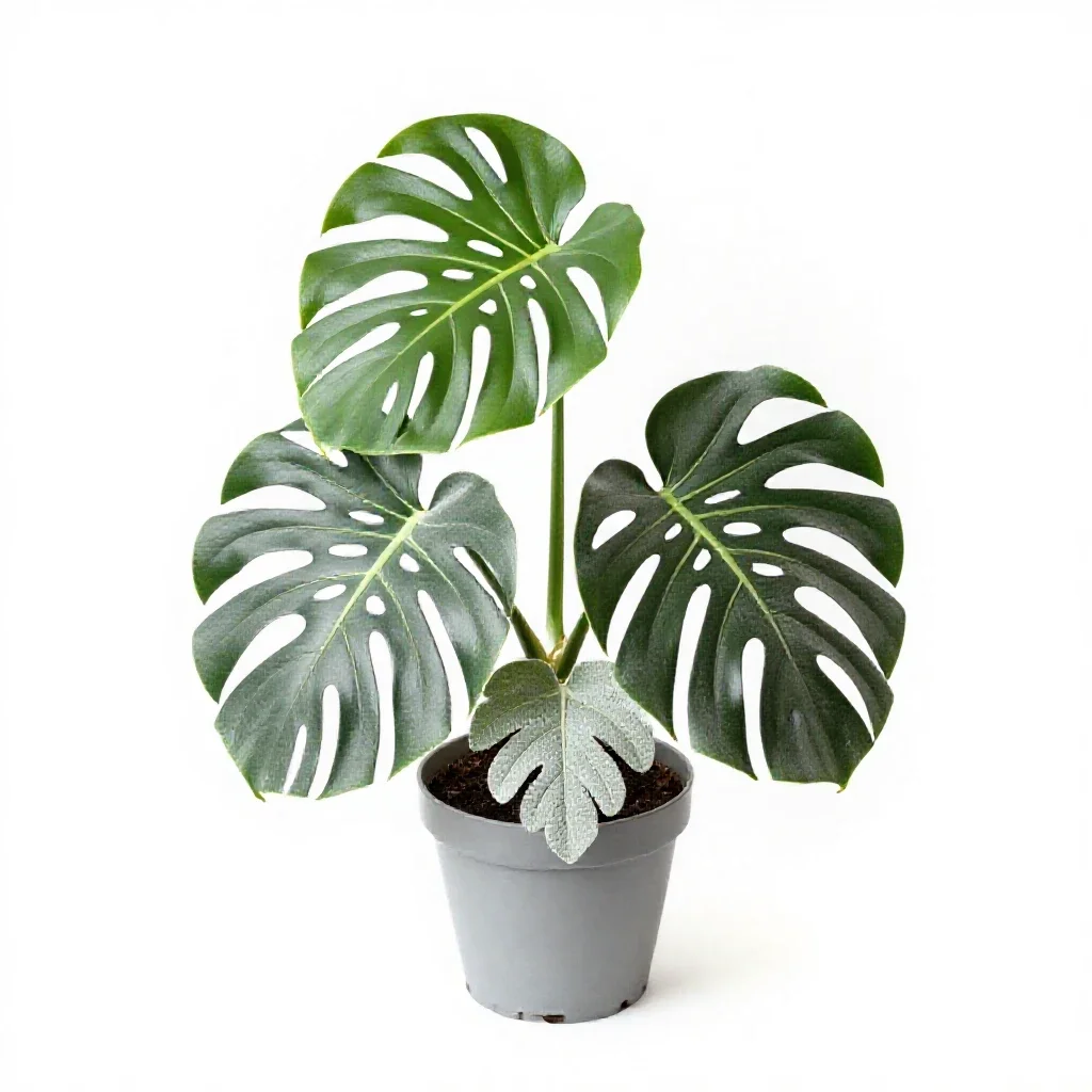 Monstera deliciosa in a pot isolated on a white background