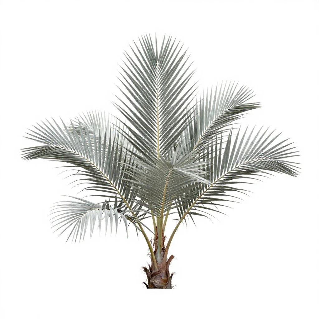 Nikau palm frond isolated on a white background