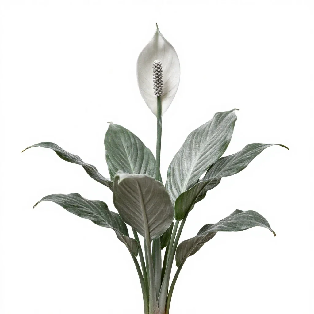 Peace lily in bloom isolated on a white background