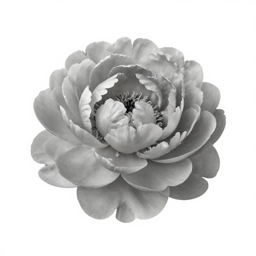 Peony in full bloom isolated on a white background