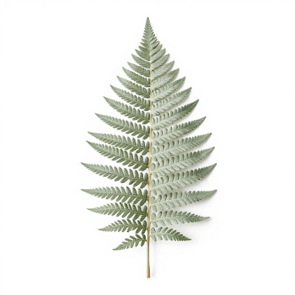 Silver fern frond isolated on a white background
