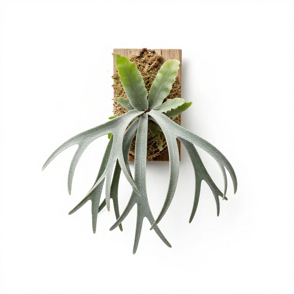 Staghorn fern mounted isolated on a white background