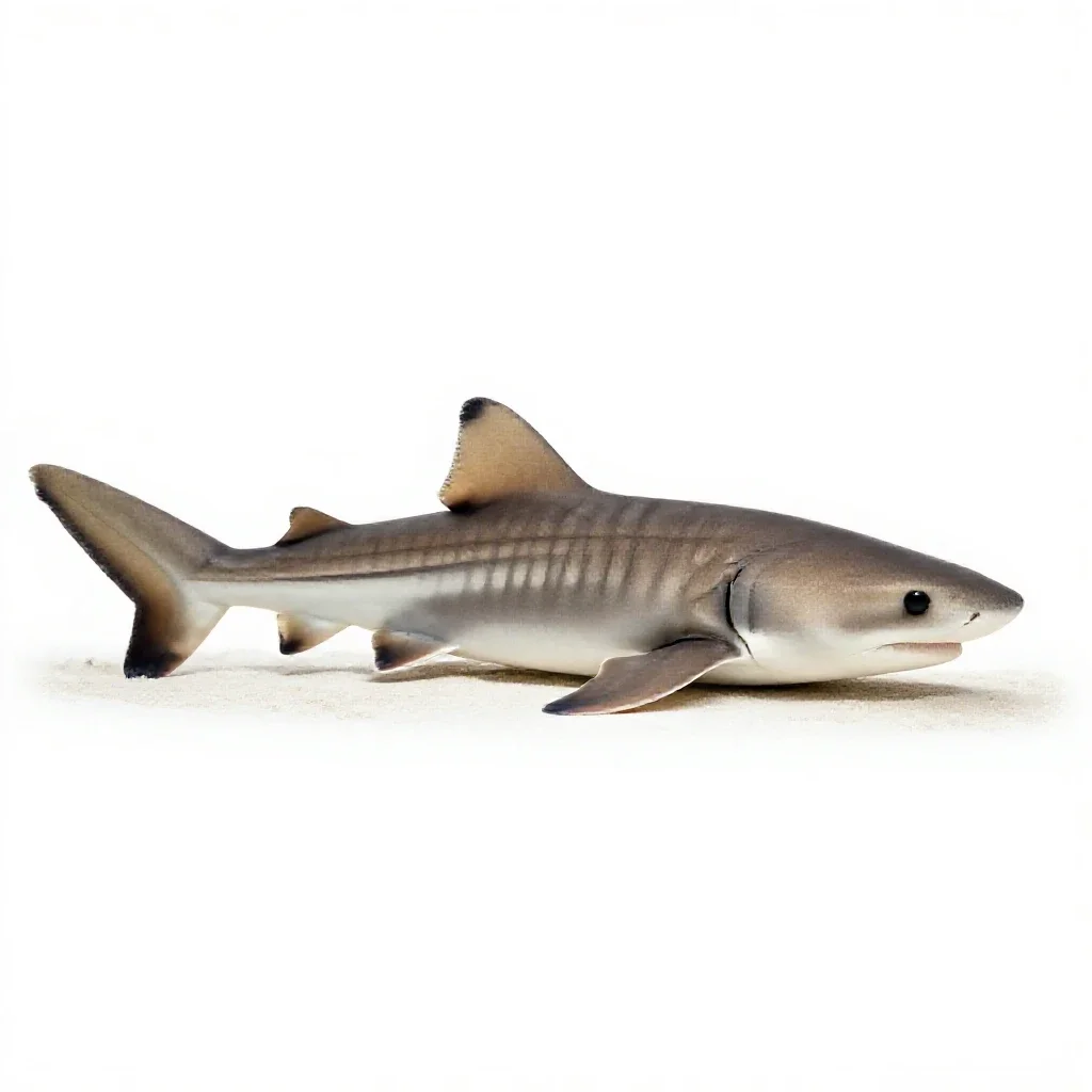 Leopard shark on sand isolated on a white background
