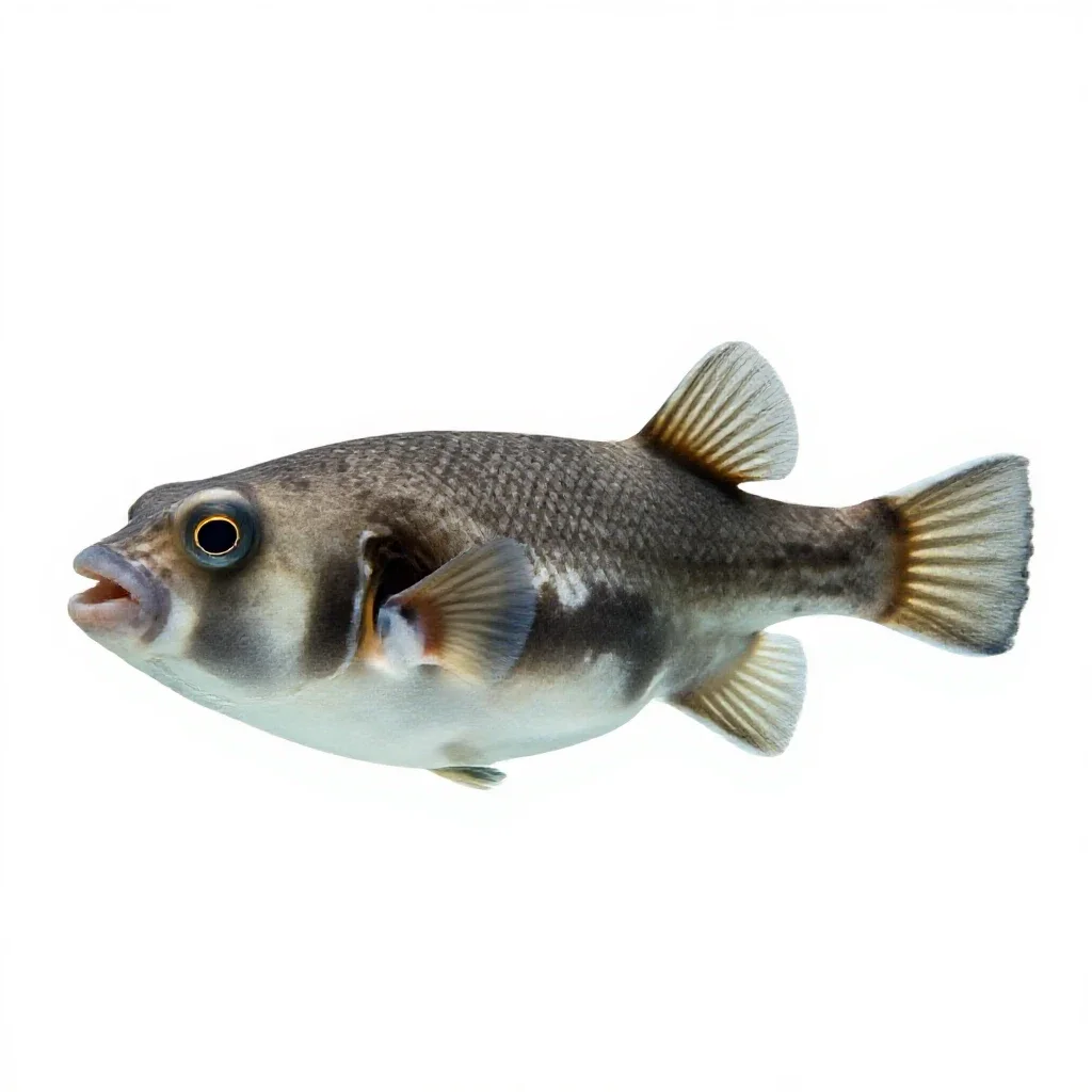 Pufferfish inflated isolated on a white background