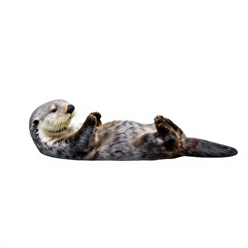 Sea otter floating isolated on a white background