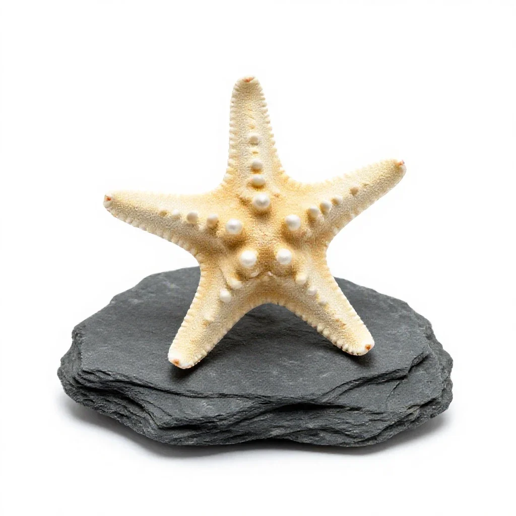 Starfish on rock isolated on a white background