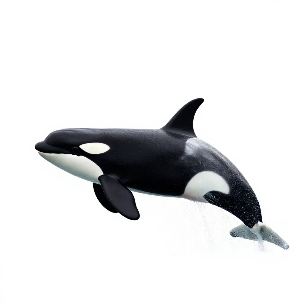 Orca breaching isolated on a white background