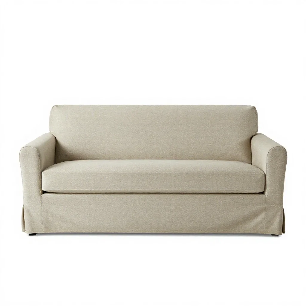 Covered couch isolated on a white background