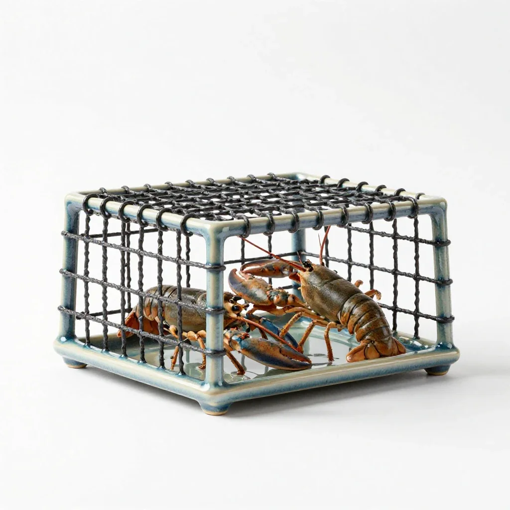 Lobster pot isolated on a white background