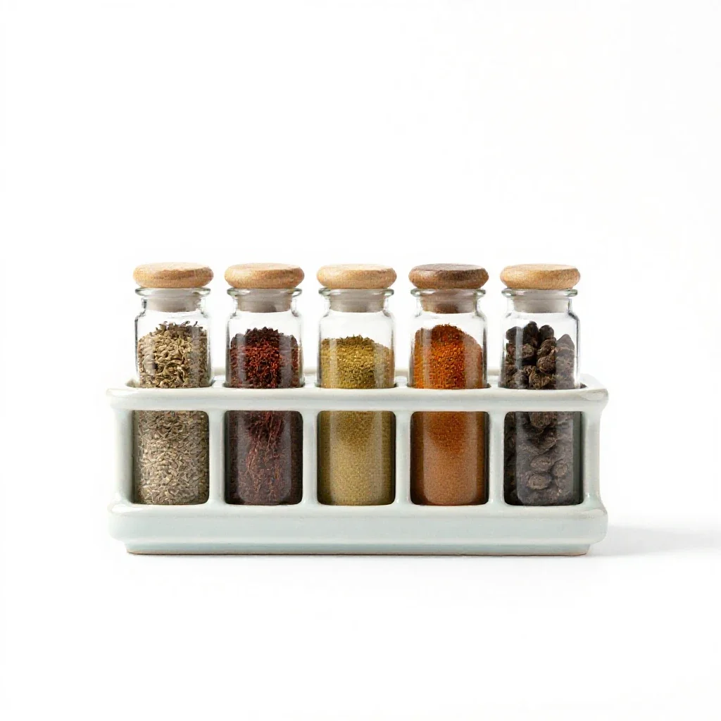 Spice rack isolated on a white background
