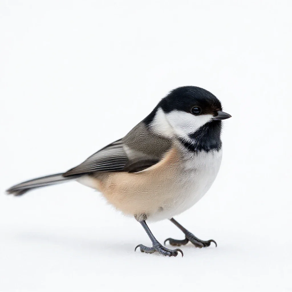 Black-capped chickadee isolated on a white background