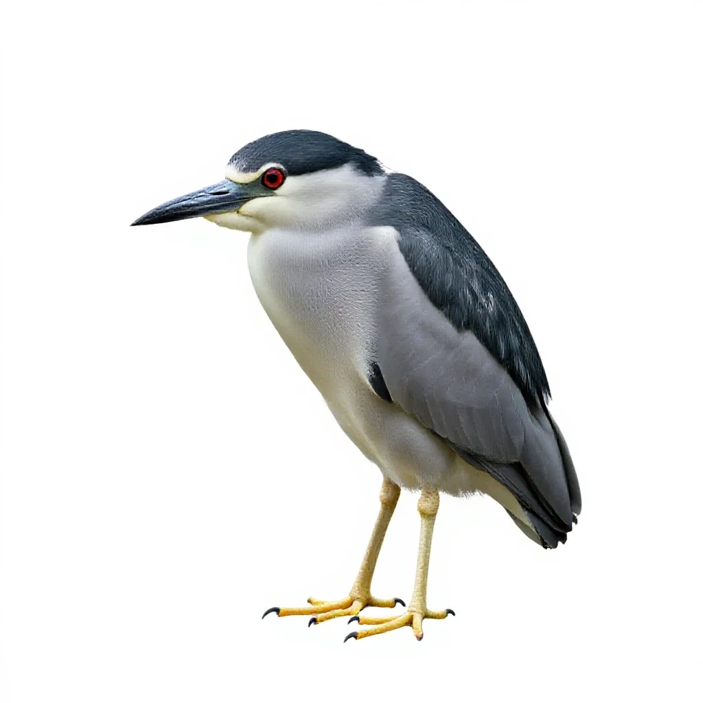 Black-crowned night heron isolated on a white background