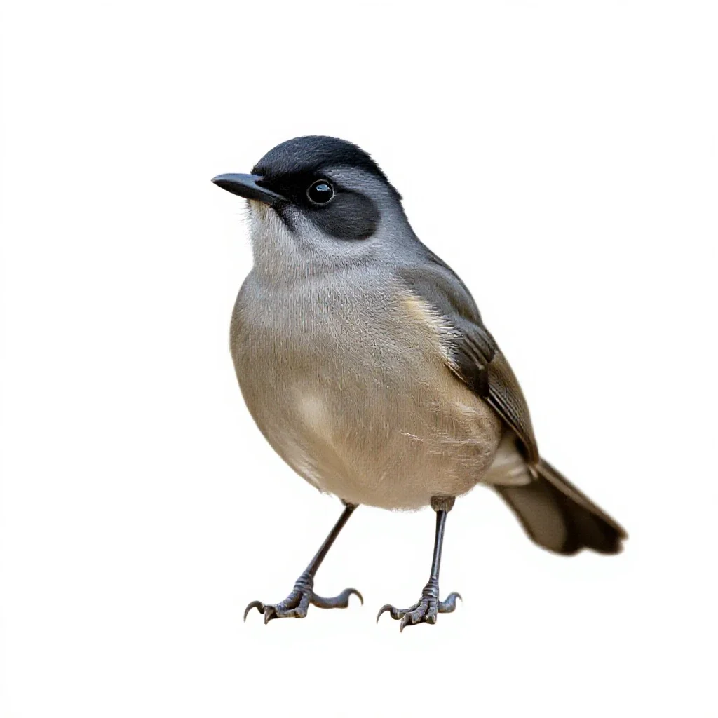 Black-fronted bush shrike isolated on a white background