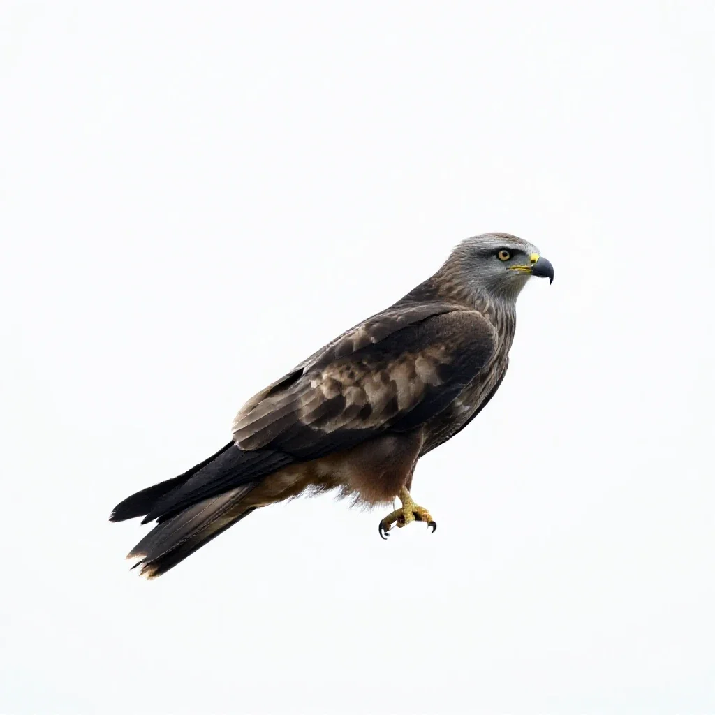 Black kite isolated on a white background