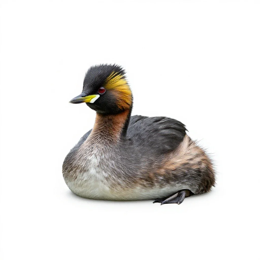 Black-necked grebe isolated on a white background