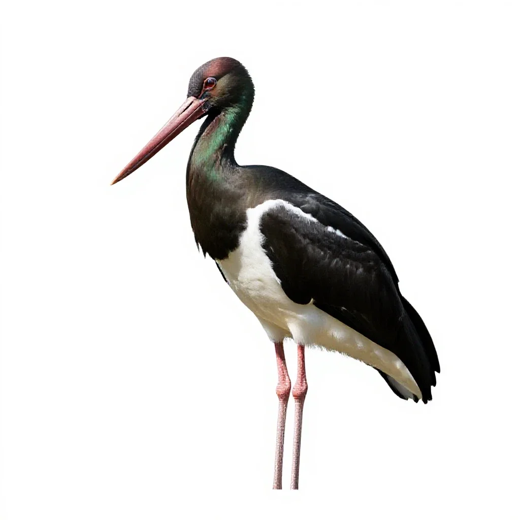 Black stork isolated on a white background