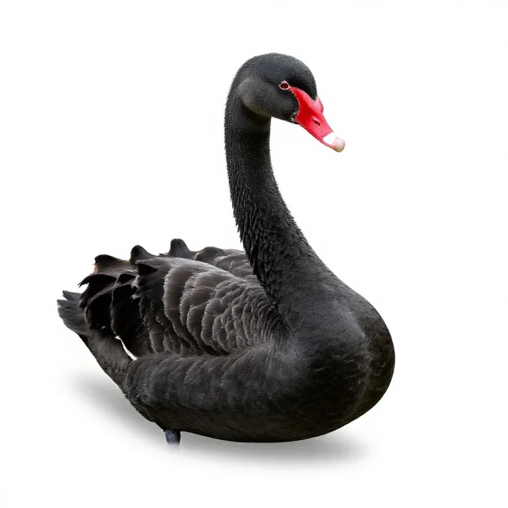Black swan isolated on a white background