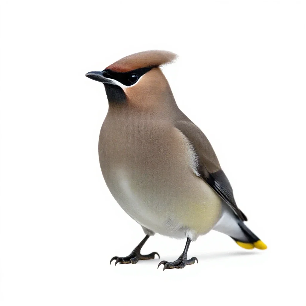 Cedar waxwing isolated on a white background