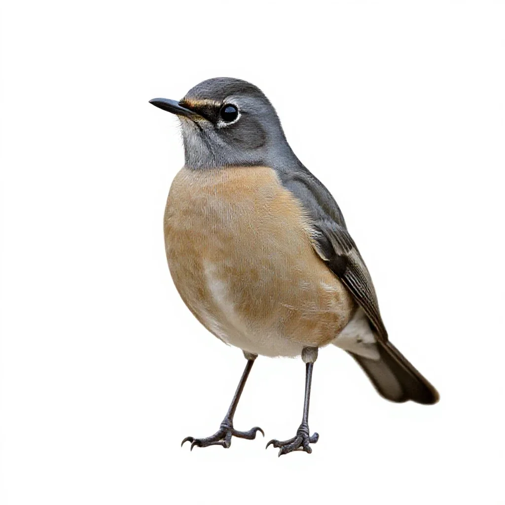 Clay-colored robin isolated on a white background
