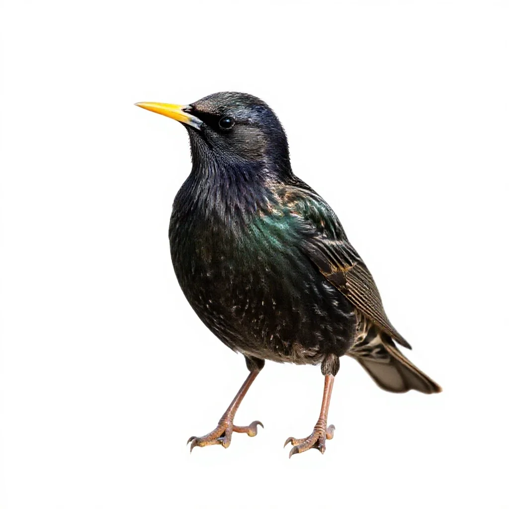 Common starling isolated on a white background