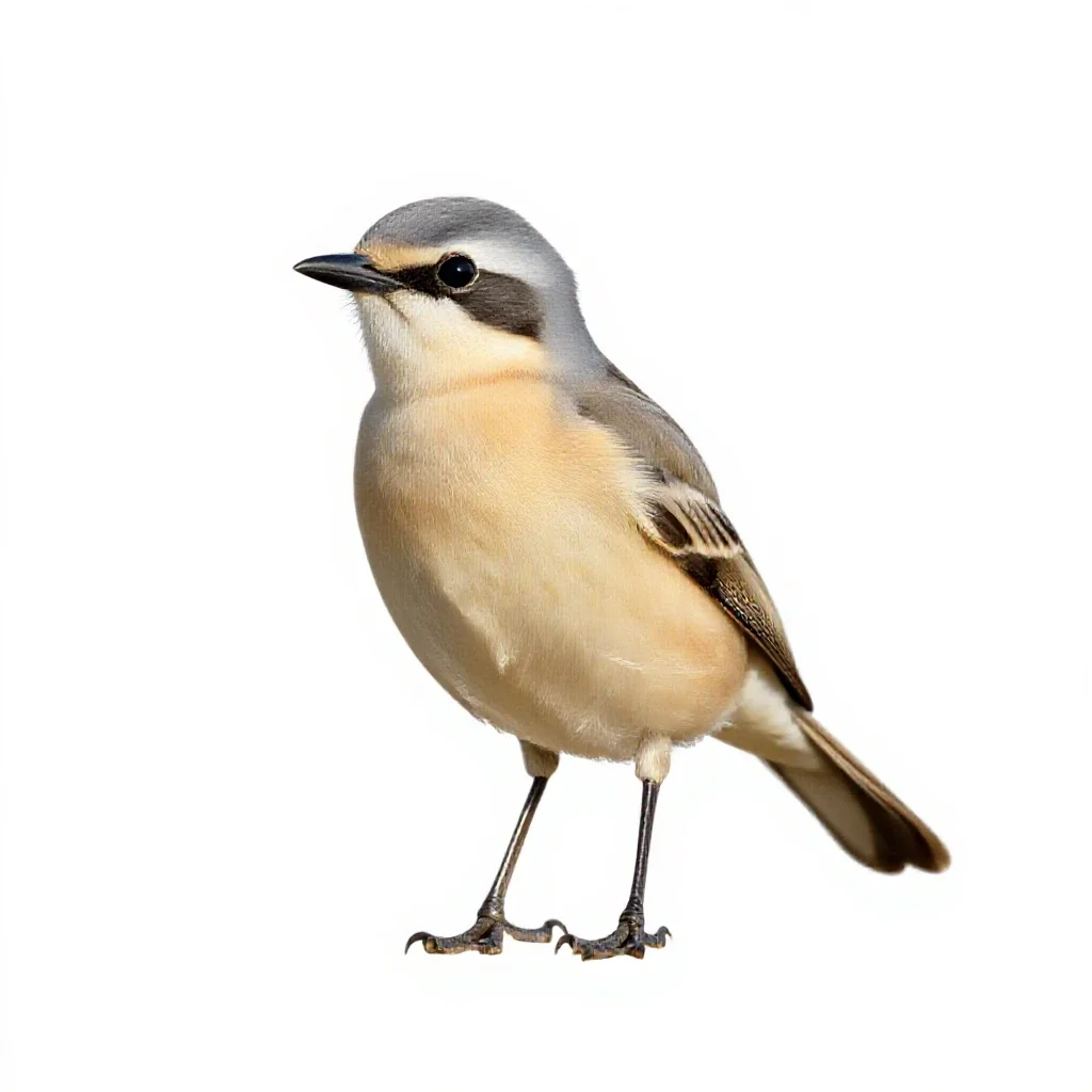 Cream-colored courser isolated on a white background