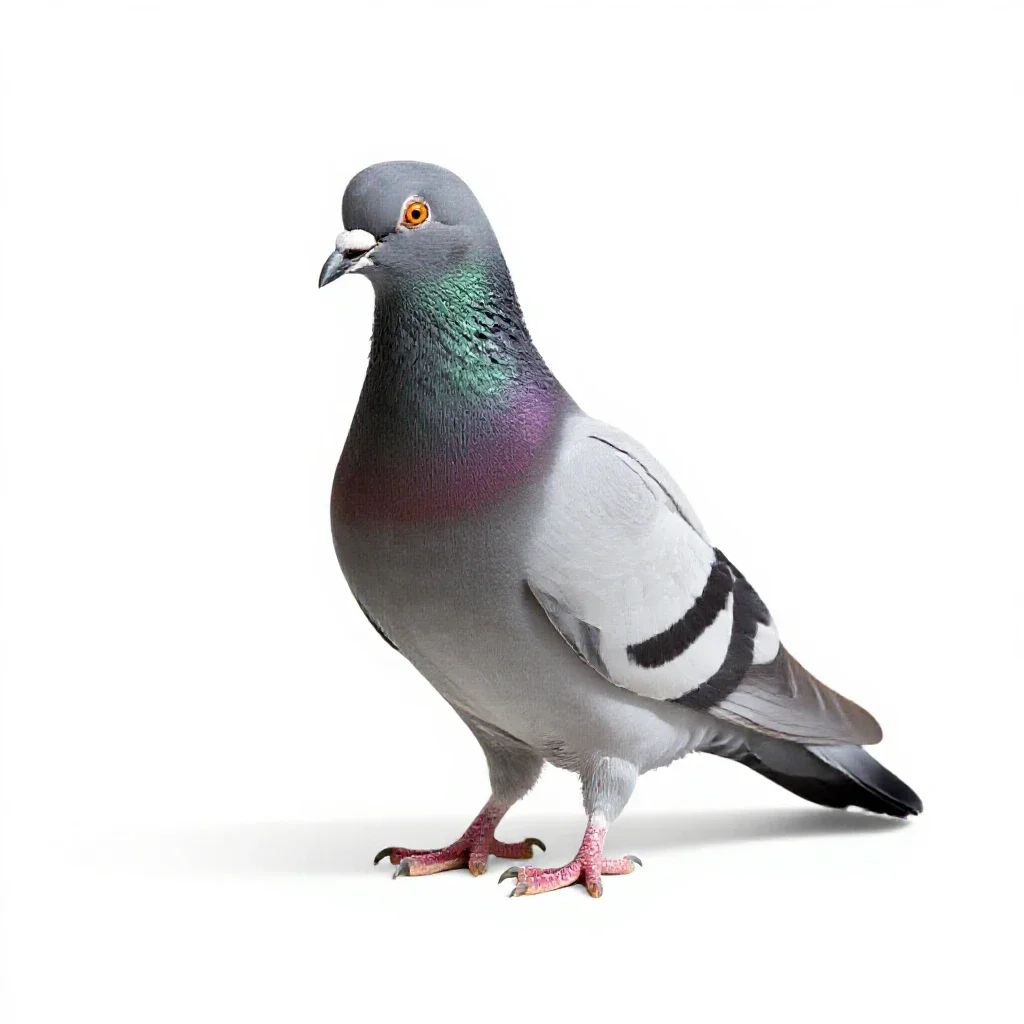 Domestic pigeon isolated on a white background