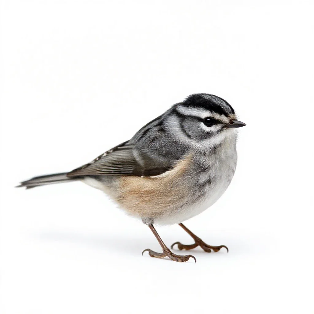 Gold-crowned kinglet isolated on a white background