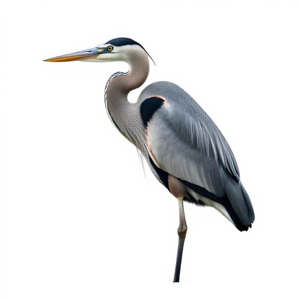 Great blue heron isolated on a white background