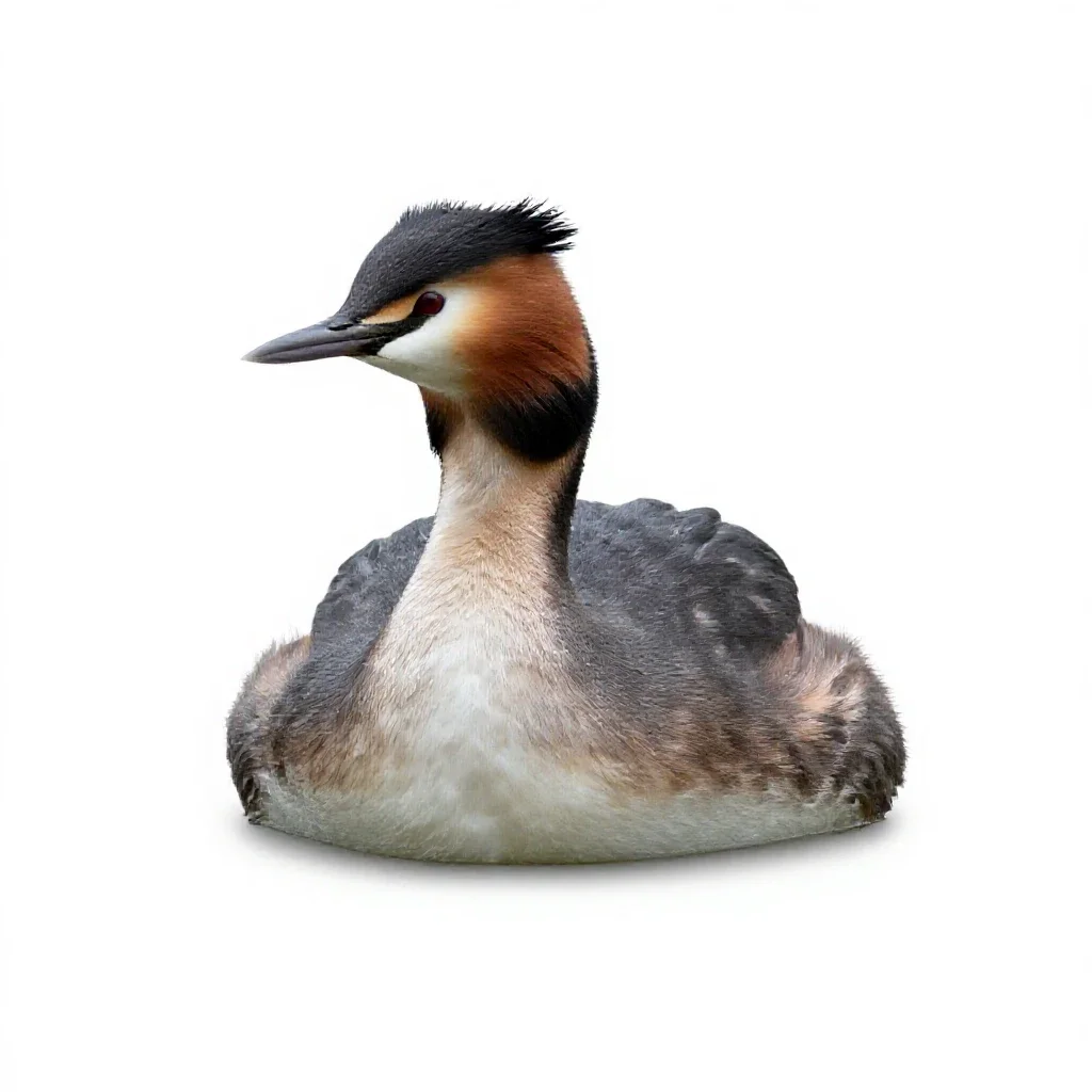 Great crested grebe isolated on a white background