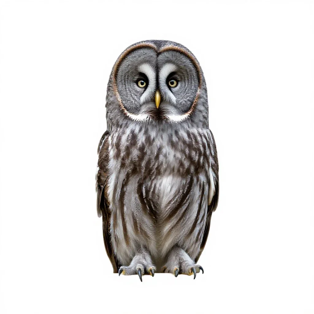 Great grey owl isolated on a white background
